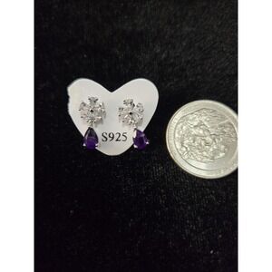 Sterling Silver Amethyst And Crystal Drop Earrings